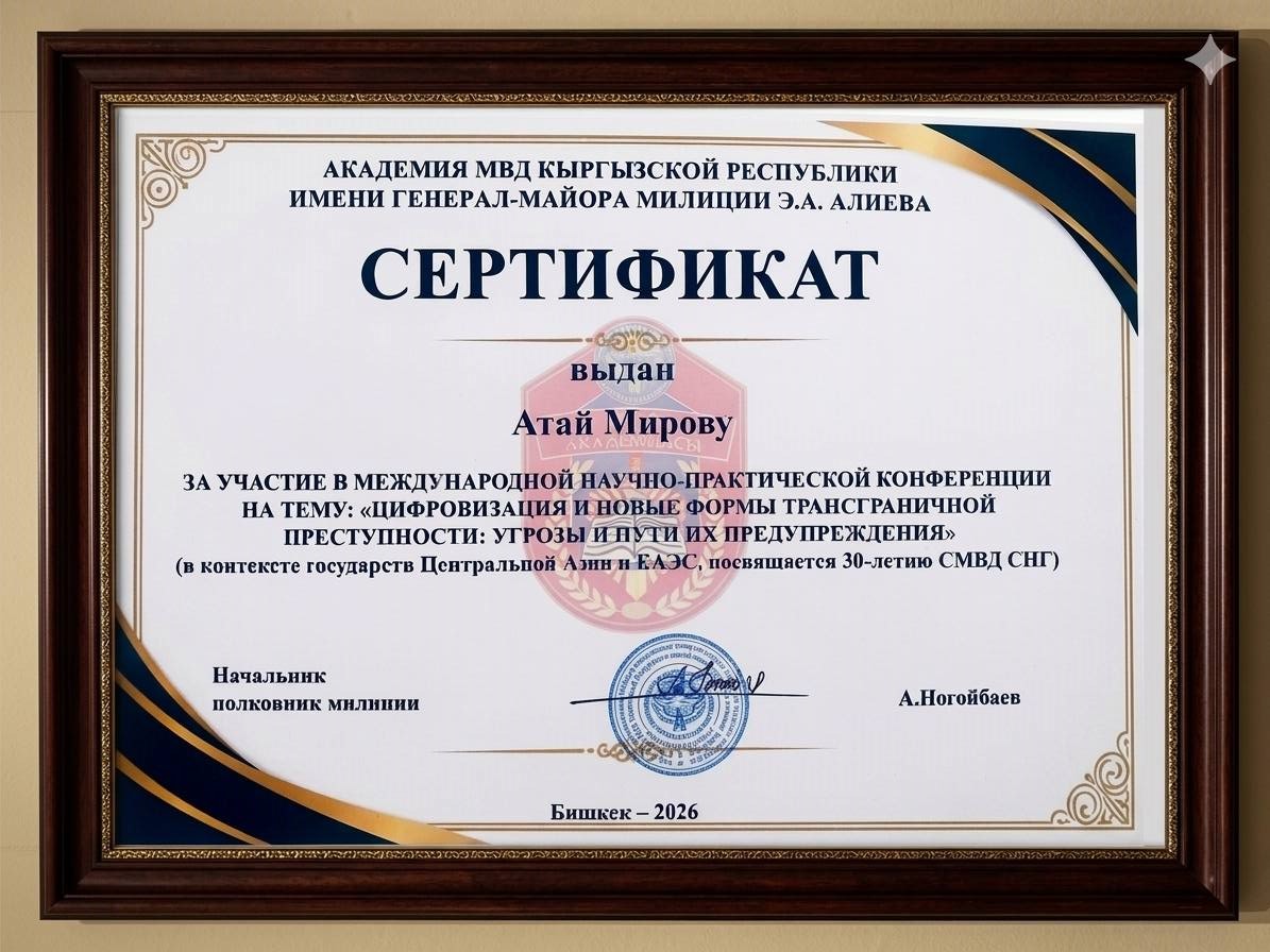 Сертификат Академии МВД Кыргызской Республики